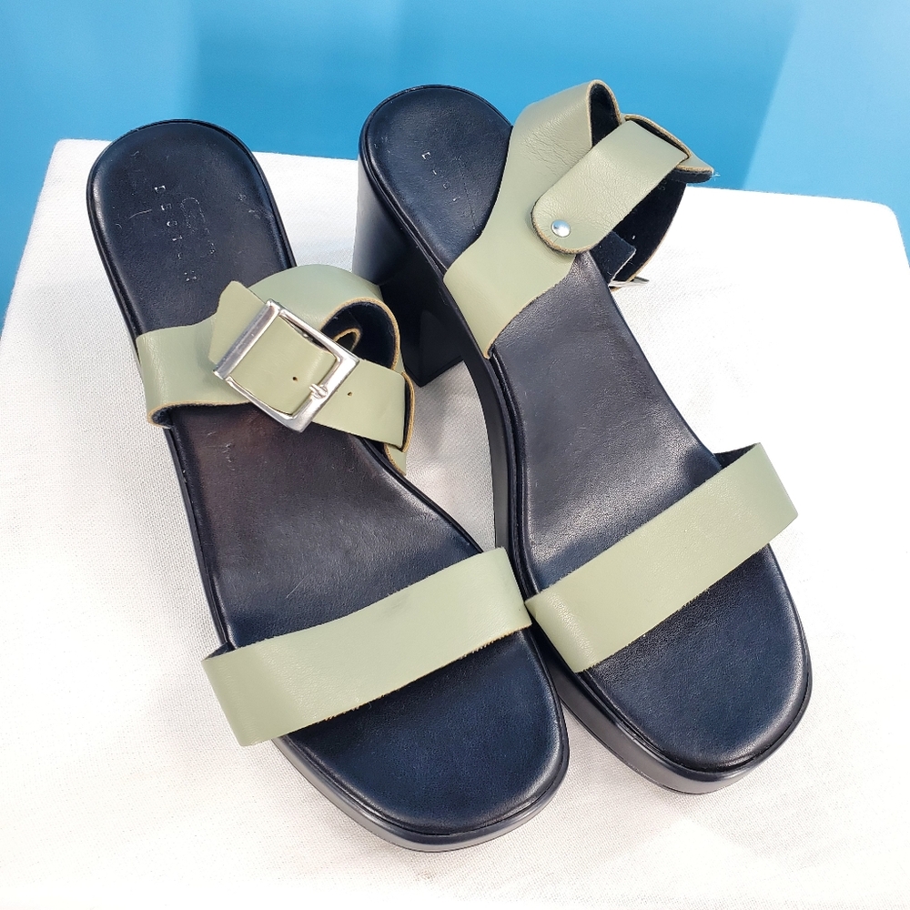Asos green leather clog sandals 10 - Picture 7 of 16